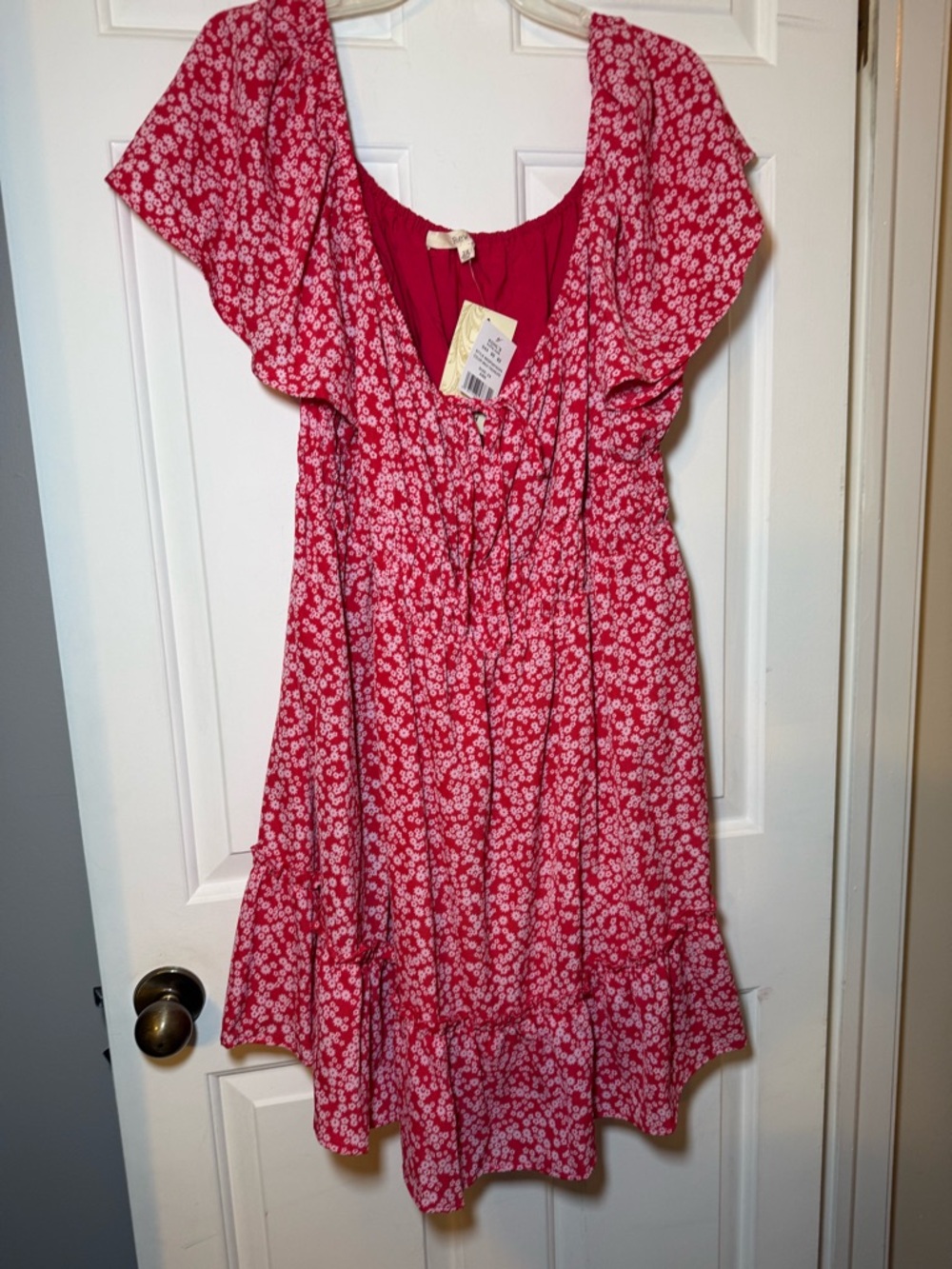 Rewind Red Floral Ruffle Tiered Mini Dress 2X Plus Tiered Flowy Romantic Whimsy